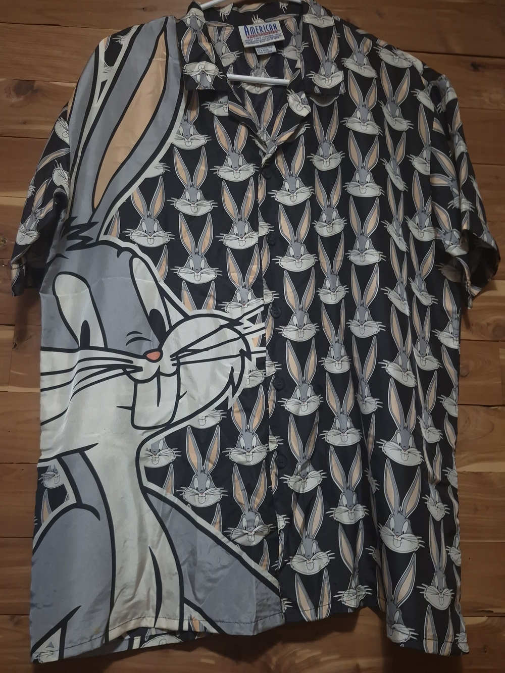 Bugs Bunny Black Short-Sleeve Button-Down Shirt